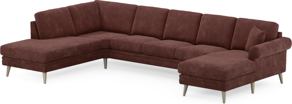 Eden - 3-sits soffa med divan vänster och schäslong höger - Röd