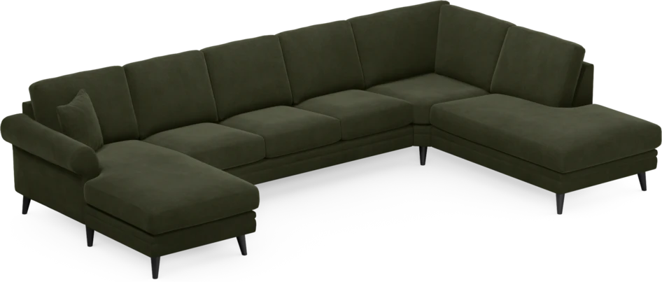 Eden - 3-sits soffa med schäslong vänster och divan höger - Grön