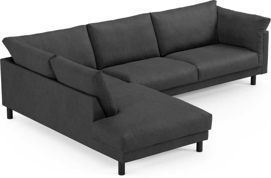 Cherrie - 3-sits soffa med divan vänster, fast klädsel - Svart