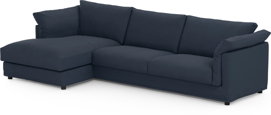 Cherrie - 3-sits soffa med schäslong vänster, med kappa - Blå