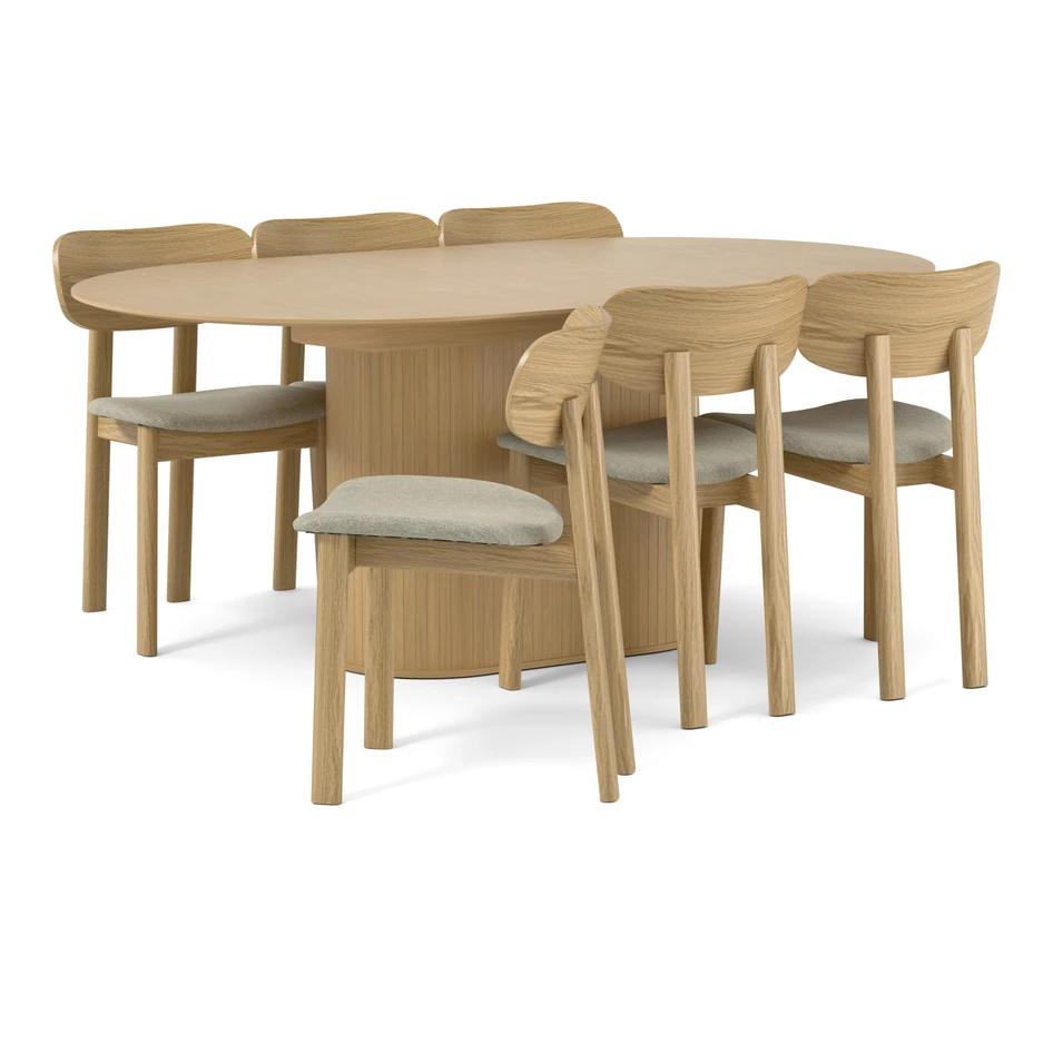 Judit - Matgrupp med 6 stolar Lucca - Beige