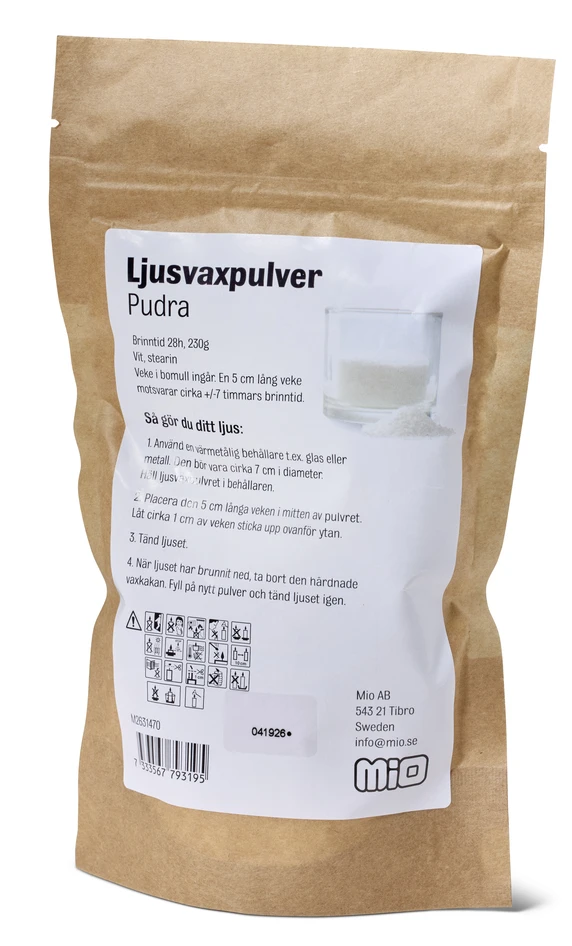 Pudra - Ljusvaxpulver, H22,3 B13,1 cm, brinntid 28h - Vit