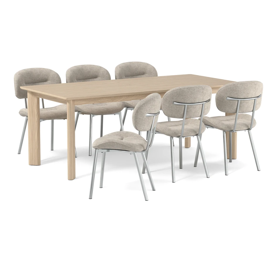 Amina - Matgrupp med 6 stolar Carol - Beige