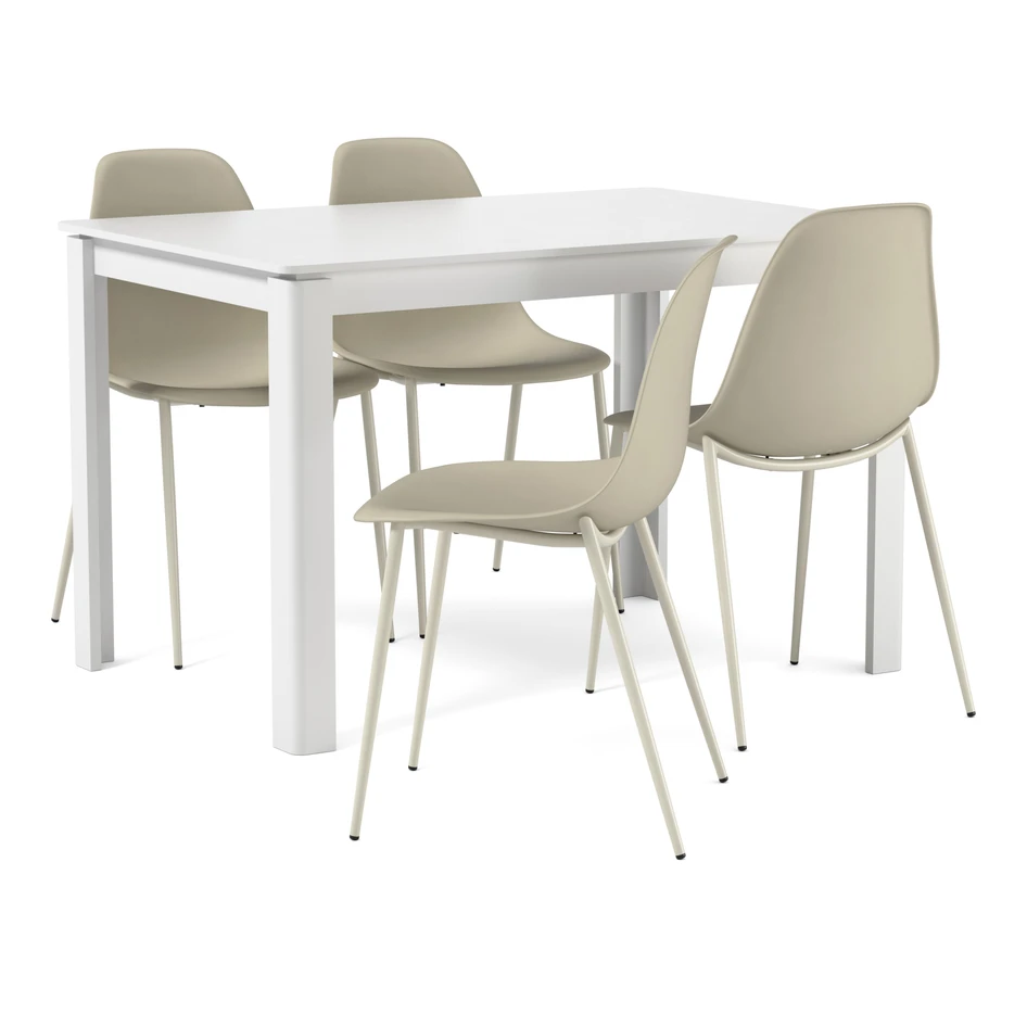 Mori - Matgrupp med 4 stolar Tico - Beige