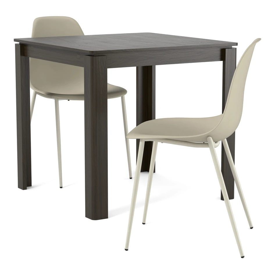Mori - Matgrupp med 2 stolar Tico - Brun
