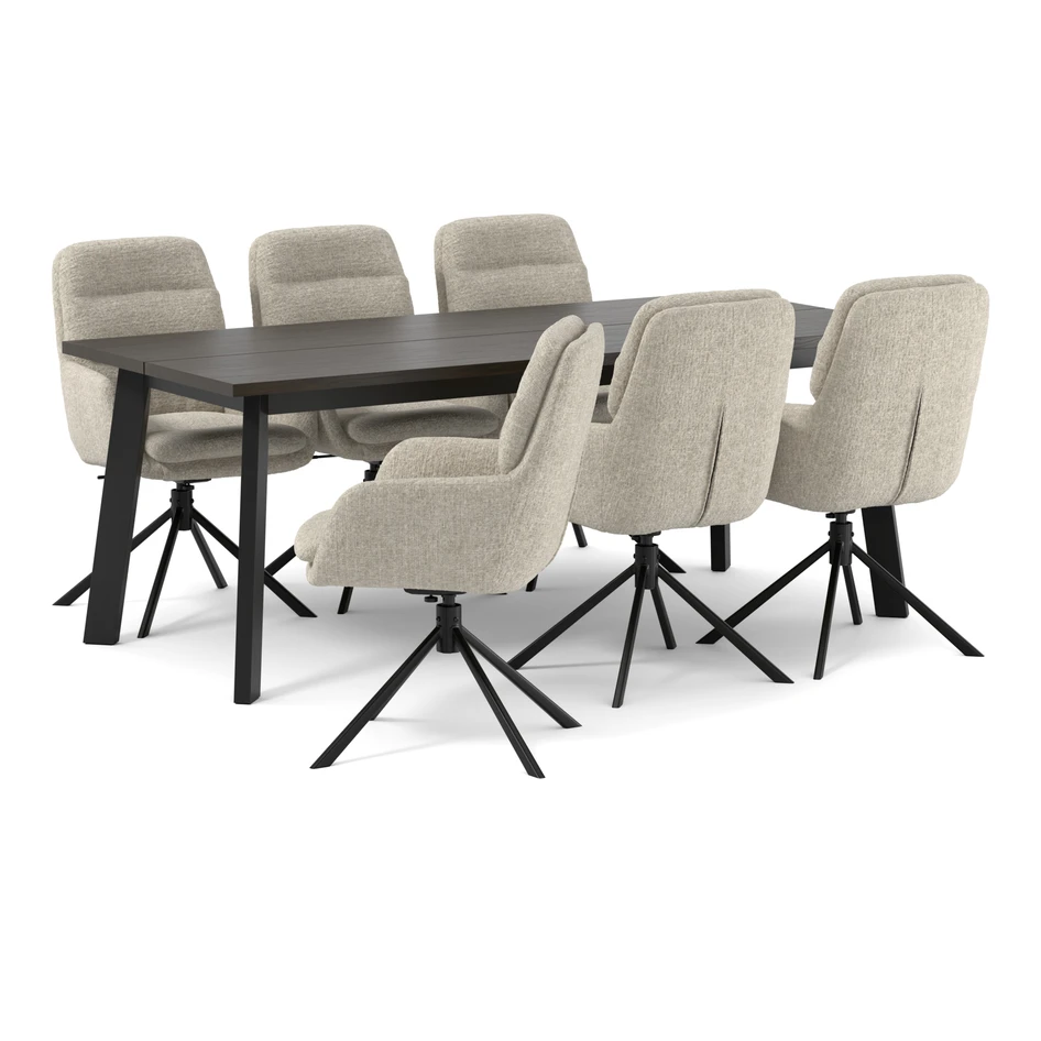 Nomad - Matgrupp med 6 stolar Aledo - Brun
