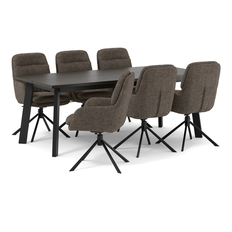 Nomad - Matgrupp med 6 stolar Aledo - Brun