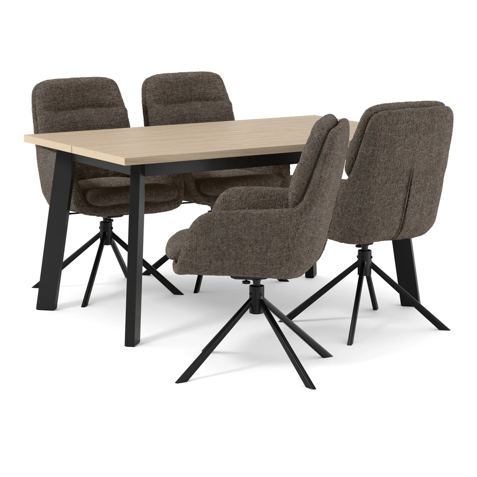 Nomad - Matgrupp med 4 stolar Aledo - Brun