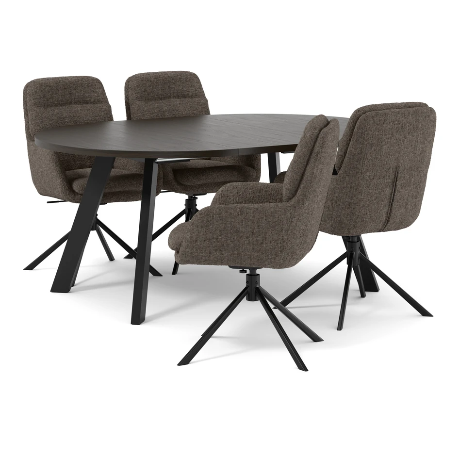 Nomad - Matgrupp med 4 stolar Aledo - Brun