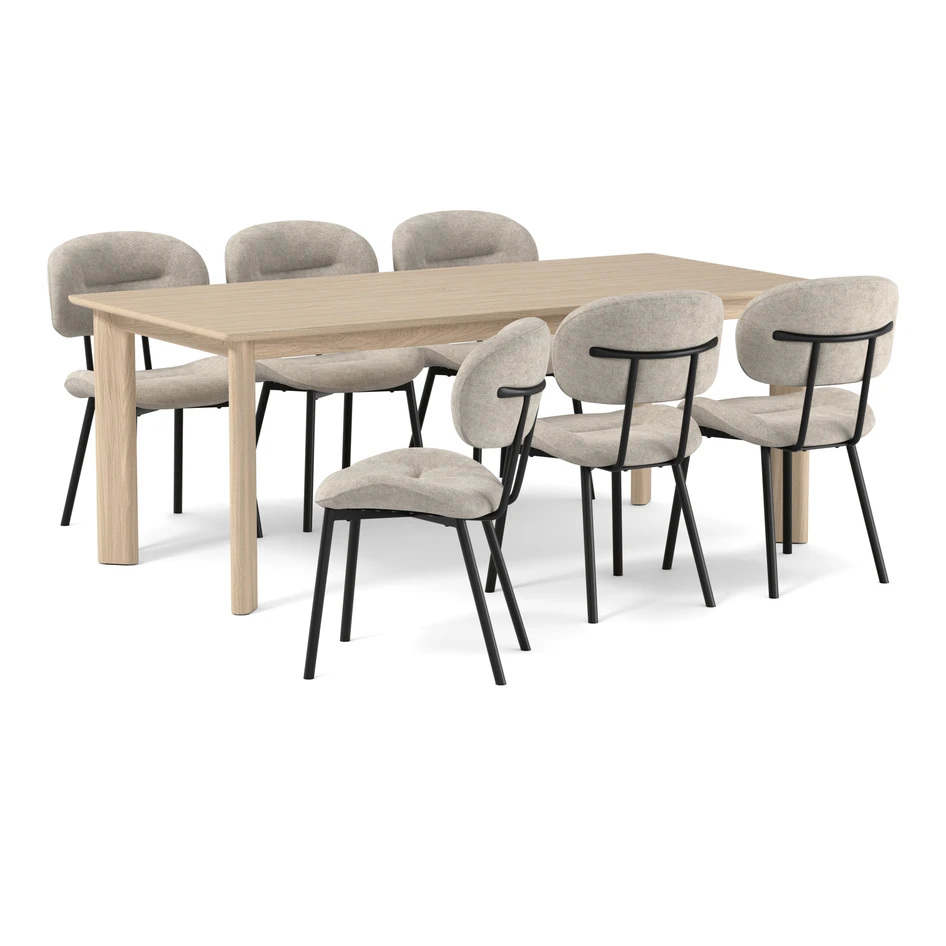 Amina - Matgrupp med 6 stolar Carol - Beige
