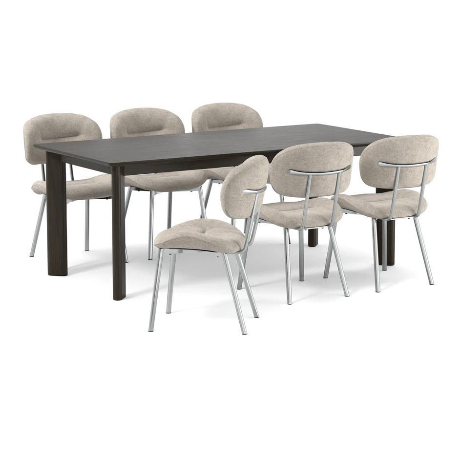 Amina - Matgrupp med 6 stolar Carol - Beige