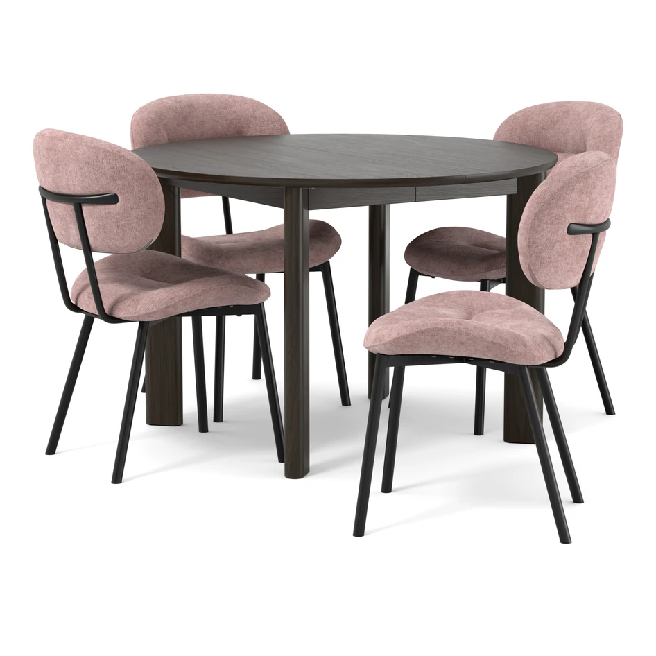 Amina - Matgrupp med 4 stolar Carol - Rosa