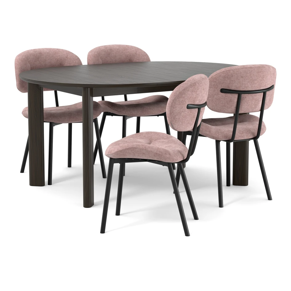 Amina - Matgrupp med 4 stolar Carol - Rosa