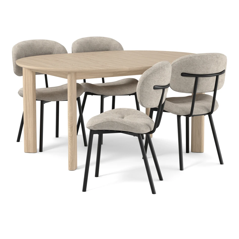 Amina - Matgrupp med 4 stolar Carol - Beige