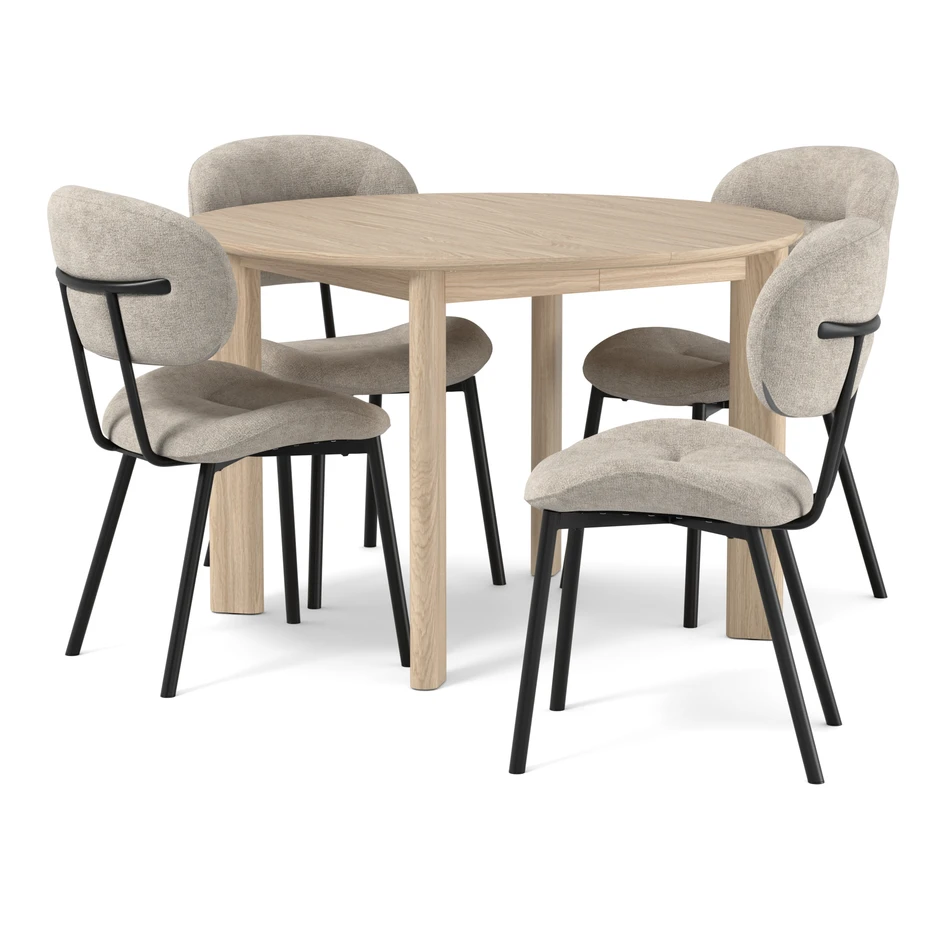 Amina - Matgrupp med 4 stolar Carol - Beige