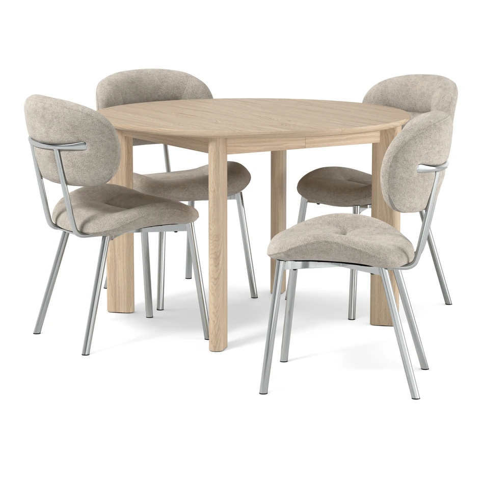 Amina - Matgrupp med 4 stolar Carol - Beige