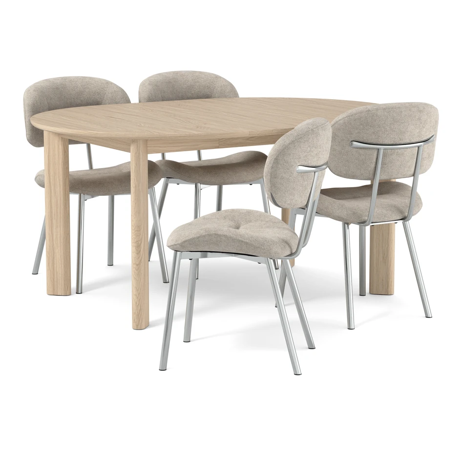Amina - Matgrupp med 4 stolar Carol - Beige
