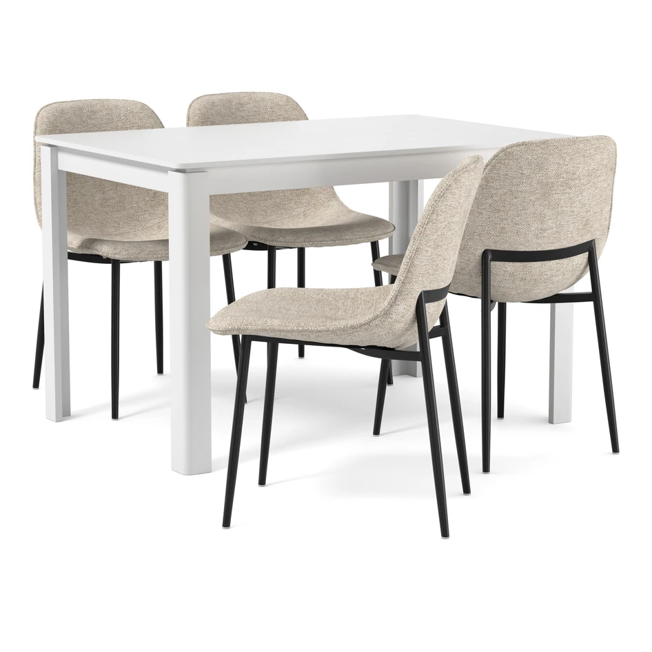 Mori - Matgrupp med 4 stolar Melic - Beige