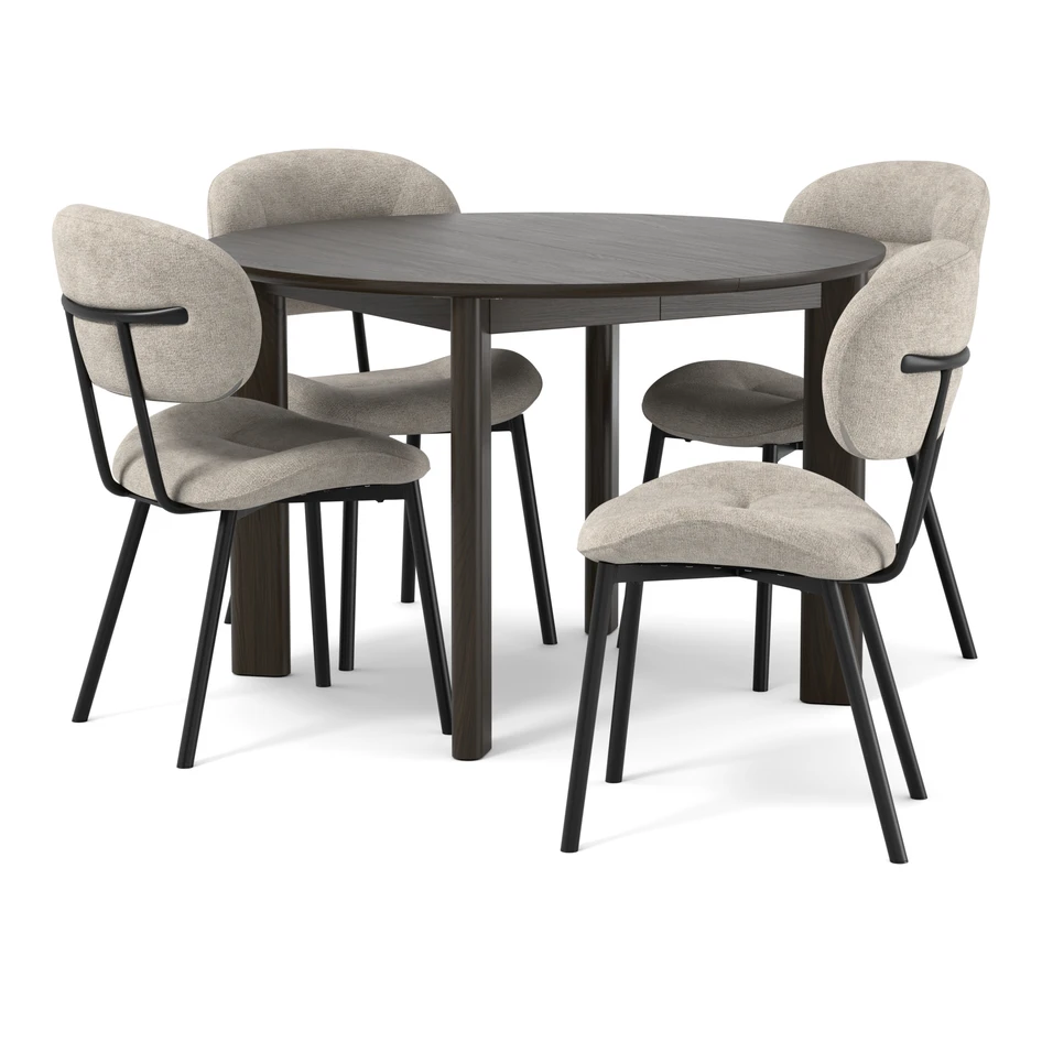 Amina - Matgrupp med 4 stolar Carol - Beige