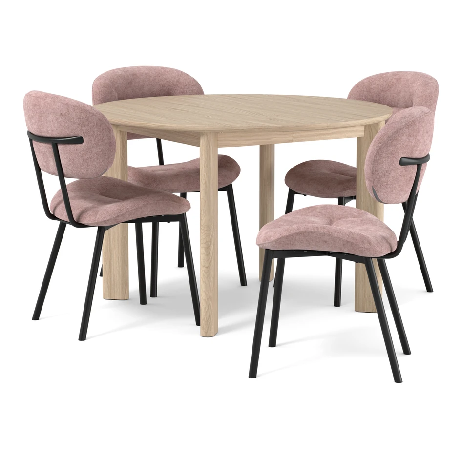 Amina - Matgrupp med 4 stolar Carol - Rosa