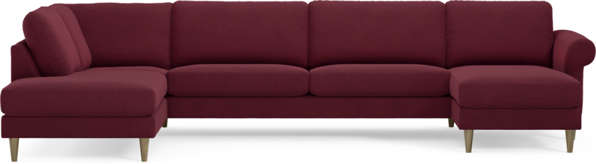 Bridge - 3-sits soffa med divan vänster och schäslong höger - Röd