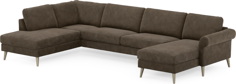 Bridge - 3-sits soffa med divan vänster och schäslong höger - Brun