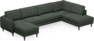 Bridge - 3-sits soffa med schäslong vänster och divan höger - Grön