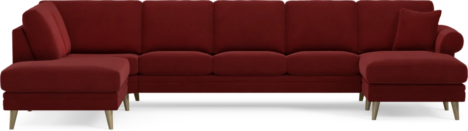 Eden - 3-sits soffa med divan vänster och schäslong höger - Röd