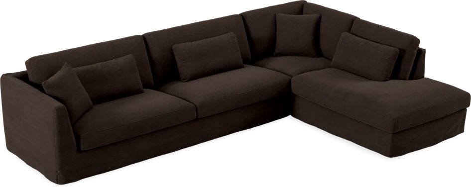 Willow - 4-sits soffa med divan höger, med kappa - Brun