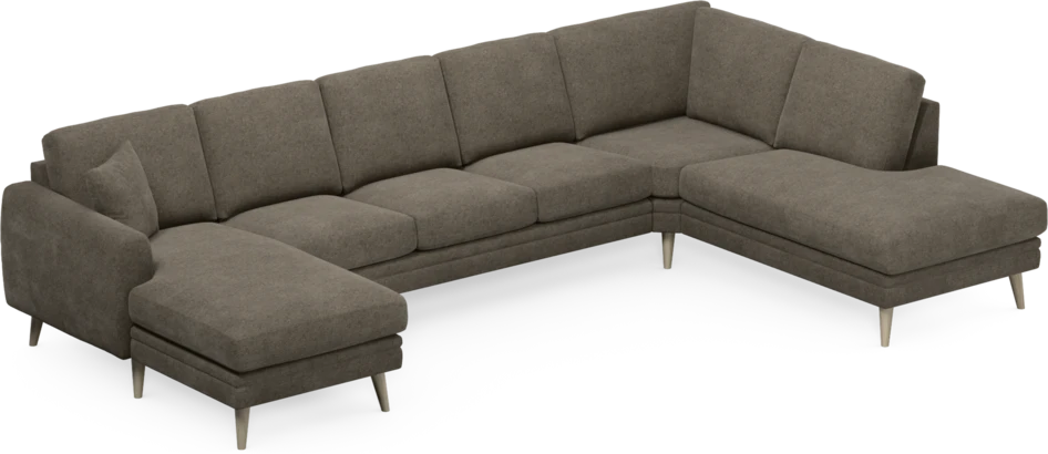 Eden - 3-sits soffa med schäslong vänster och divan höger - Brun
