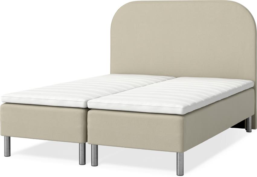 Roma Family - Ramsäng, dubbelsäng med bäddmadrass och sänggavel slät, B 160-180 - Beige