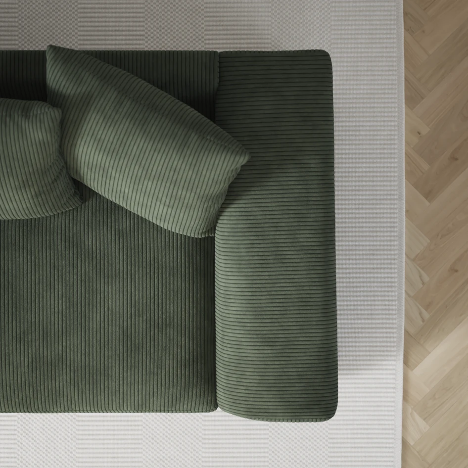 Town - 3-sits soffa med divan vänster och schäslong höger - Grön