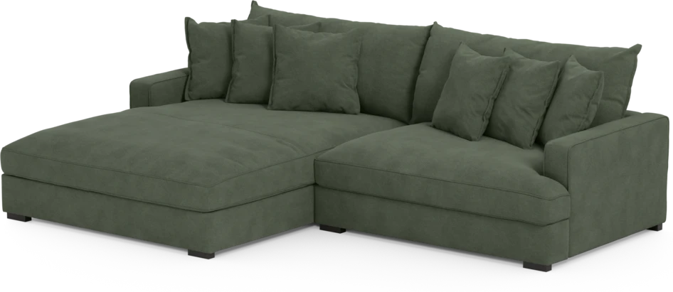 Rossi - 2-sits soffa med schäslong XL vänster - Grön