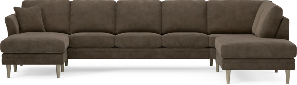 Eden - 3-sits soffa med schäslong vänster och divan höger - Brun
