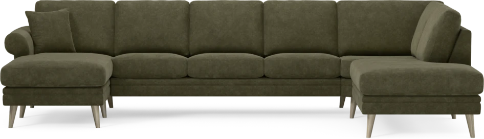 Eden - 3-sits soffa med schäslong vänster och divan höger - Grön
