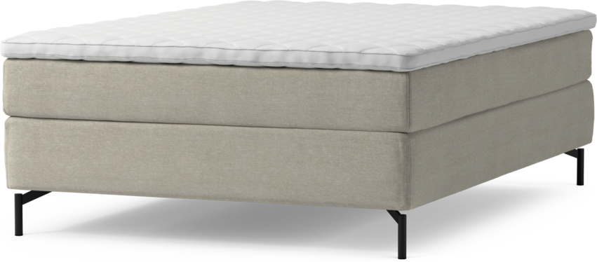 Delux Sense - Kontinentalsäng, enkelsäng 140 cm med bäddmadrass och sängben - Beige