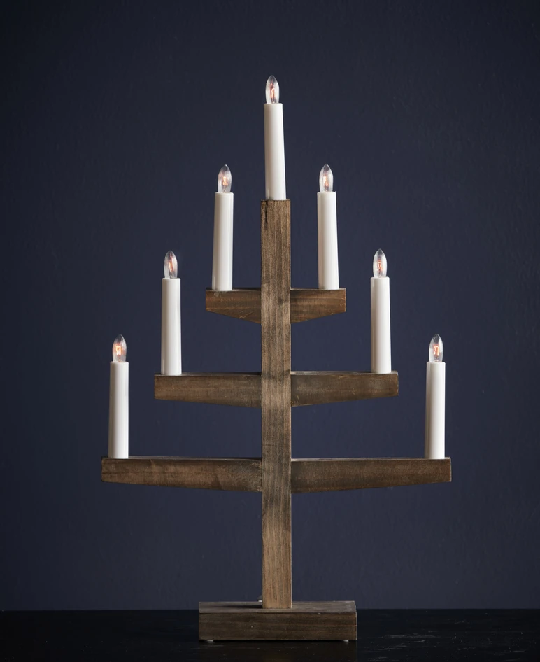 Trapp - Adventsljusstake 7-arm - Brun