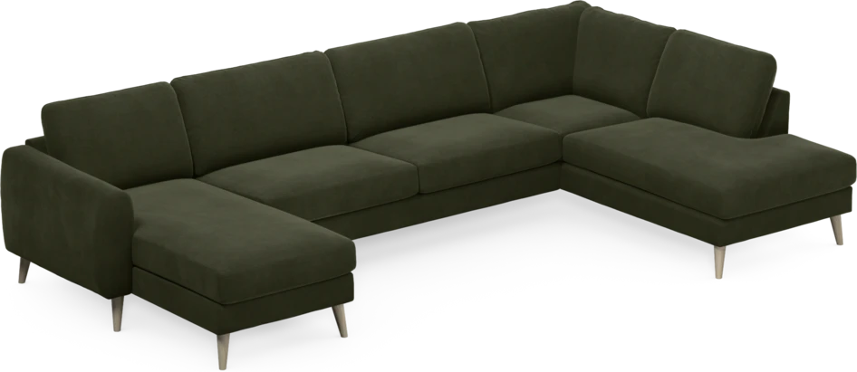 Bridge - 3-sits soffa med schäslong vänster och divan höger - Grön
