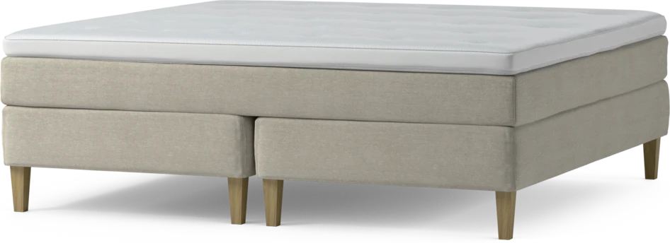 Delux Sense - Kontinentalsäng, dubbelsäng med bäddmadrass och sängben - Beige
