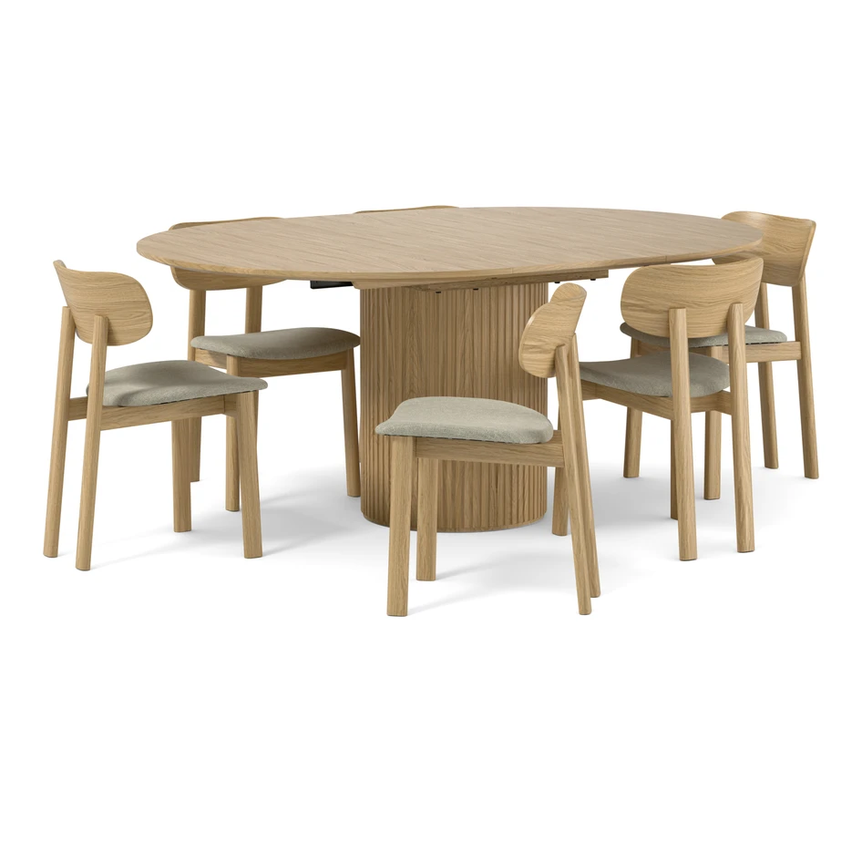 Astrid - Matgrupp med 6 stolar Lucca - Beige