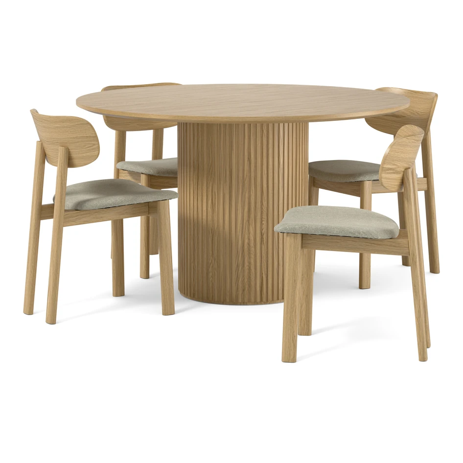 Astrid - Matgrupp med 4 stolar Lucca - Beige