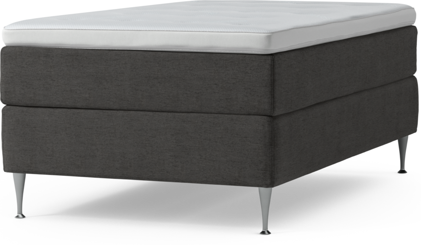 Delux Dream - Kontinentalsäng, enkelsäng 120 cm med bäddmadrass och sängben - Grå