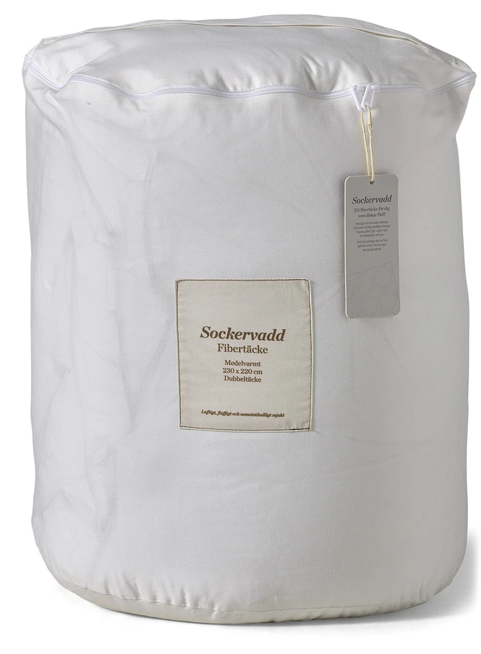 Sockervadd - Fibertäcke, 230x220 cm, medelvarm/varm - Vit
