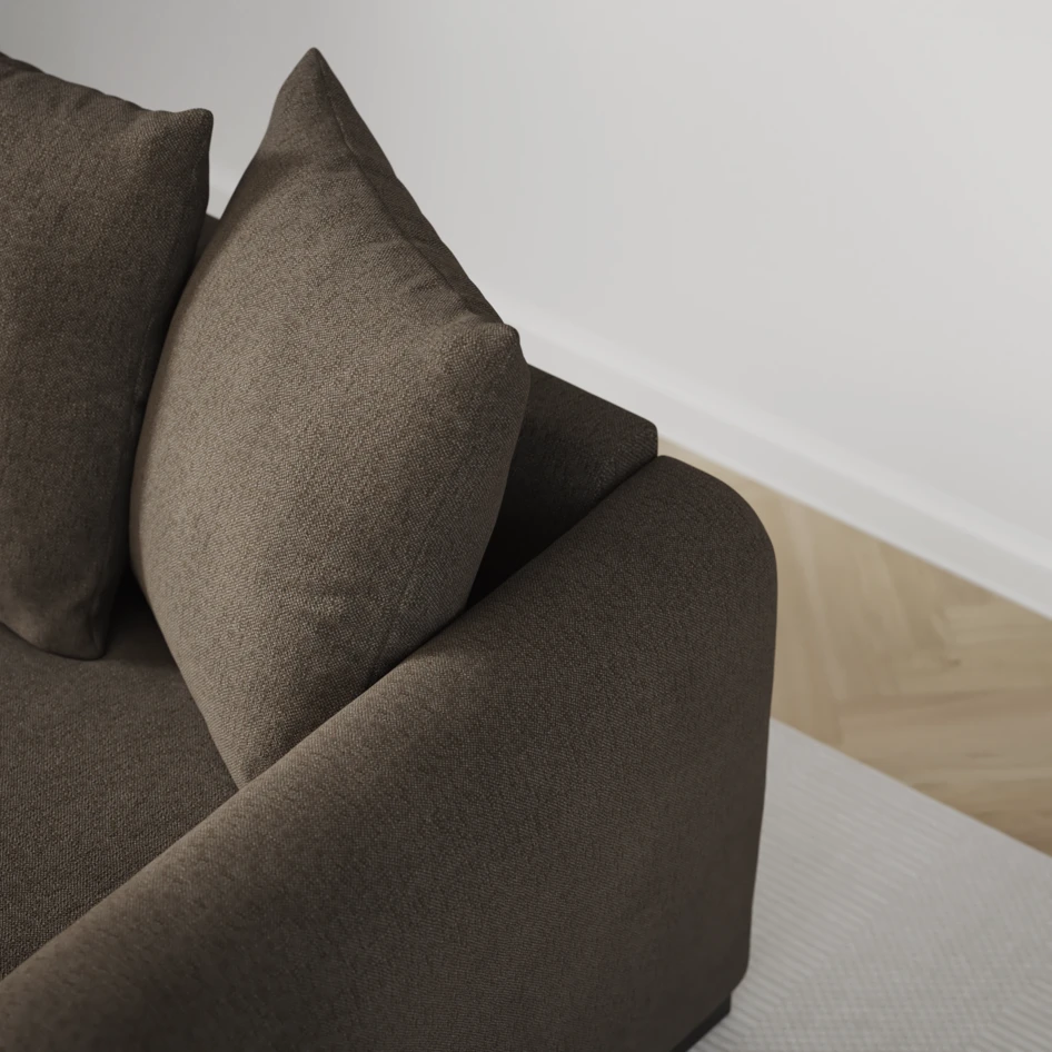 Town - 3-sits soffa med schäslong vänster - Brun