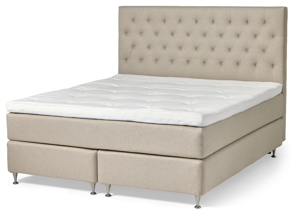 Delux Exclusive - Kontinentalsäng, dubbelsäng med bäddmadrass och sänggavel - Beige