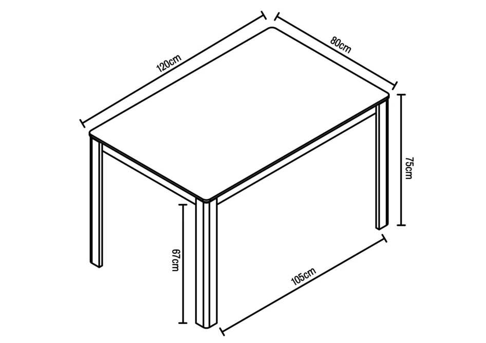 Mori - Matbord, 120x80x75 cm - Brun