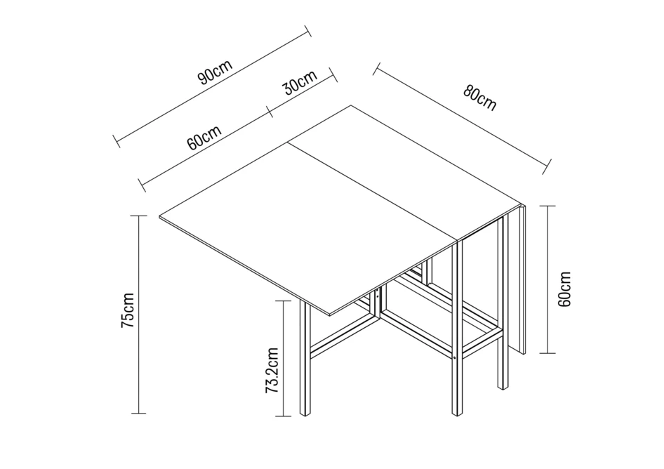 Uppland - Matbord, L 27-147 cm - Svart