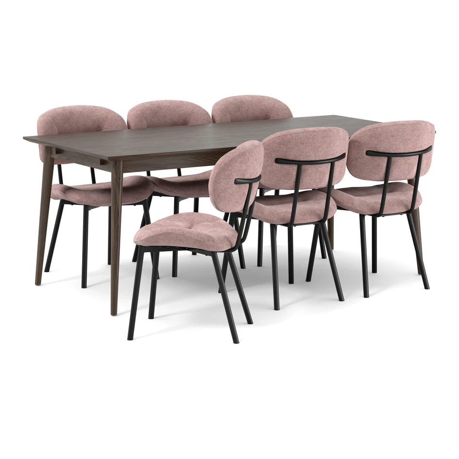 Harry - Matgrupp med 6 stolar Carol - Rosa