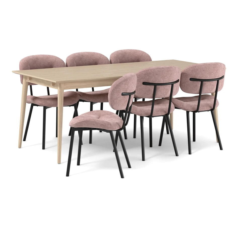 Harry - Matgrupp med 6 stolar Carol - Rosa