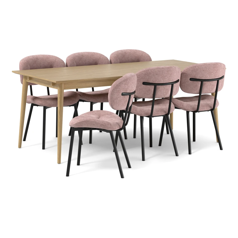 Harry - Matgrupp med 6 stolar - Rosa